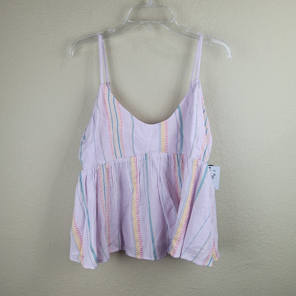 O'Neill Womens Kayden Striped Peplum Camisole Size L Orchid Adjustable Strap NWT - Picture 10 of 10